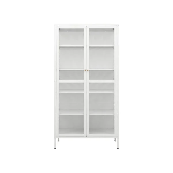 Vitrine Vaisselier Acier et Verre Trempé 4 Etagères Réglables