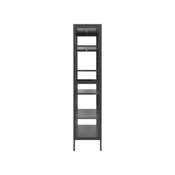 Vitrine Vaisselier Anthracite Acier et Verre Trempé 4 Etagères Réglables