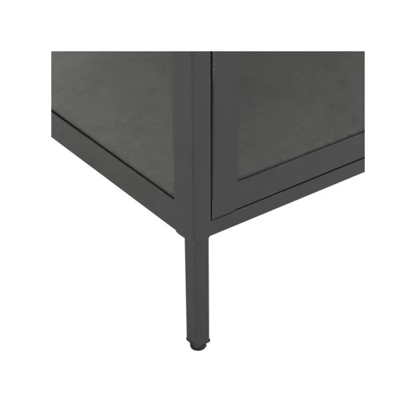 Vitrine Vaisselier Anthracite Acier et Verre Trempé 4 Etagères Réglables
