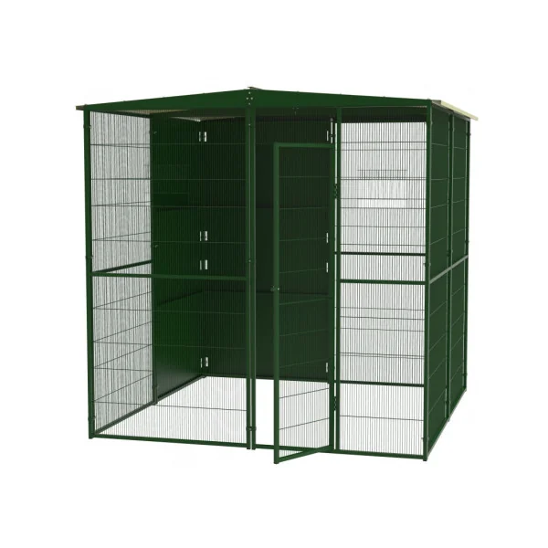 Volière 2x2x2 m avec toiture et panneaux coupe vent volière extérieure maille soudée robuste Volière jardin