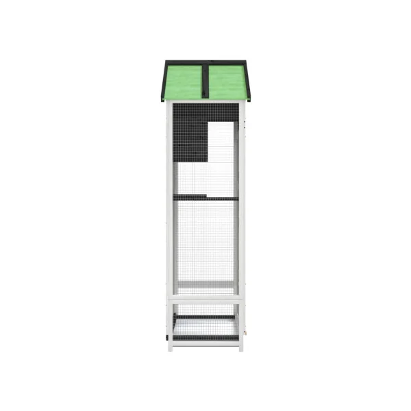 Volière de jardin Pin massif gris volière en bois Cage oiseau bois pour l'extérieur