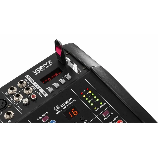 Vonyx AM8A - Console de Mixage avec Amplificateur 1000 Watts, BT/MP3/USB/SD