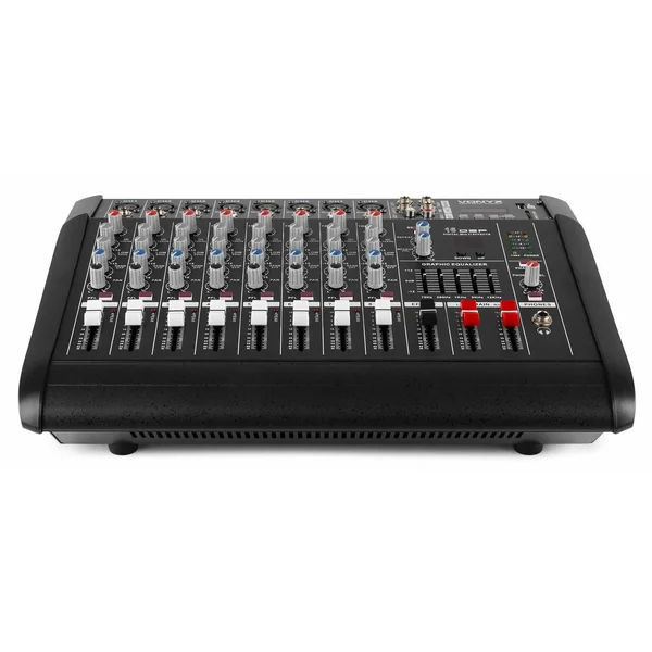 Vonyx AM8A - Console de Mixage avec Amplificateur 1000 Watts, BT/MP3/USB/SD