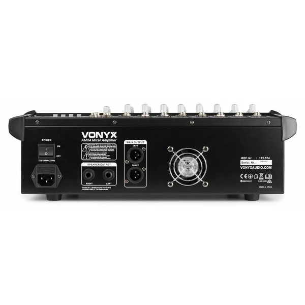 Vonyx AM8A - Console de Mixage avec Amplificateur 1000 Watts, BT/MP3/USB/SD