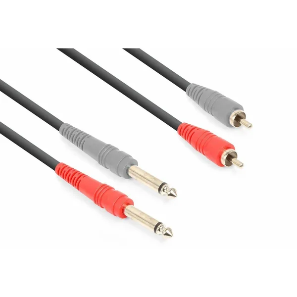 Vonyx Câble Audio Cordon 2x Jack 6,35 Mono/2x RCA Mâle - 3m