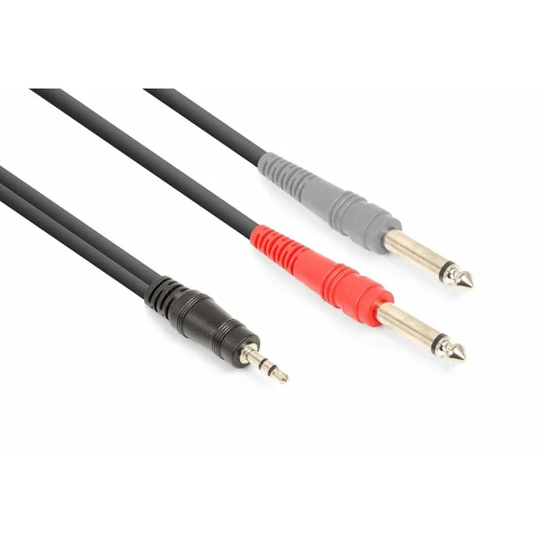 Vonyx Câble Audio Cordon Jack 3,5 Stéréo/2x Jack 6,35 Mono - 1,5m