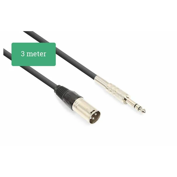 Vonyx Câble Audio Cordon XLR Mâle/Jack 6,35 Stéréo - 3m