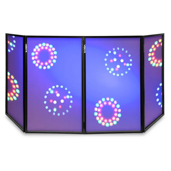 Vonyx DB2 - Façade DJ Pliable 4 Panneaux avec Sac, 280 x 120 cm, Blanc