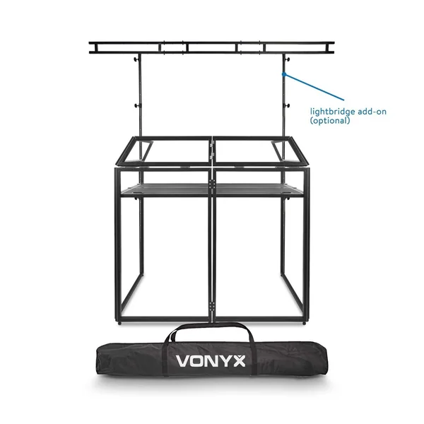 Vonyx DB3 Pro Stand DJ Dépliable 4 Panneaux avec Sacoches de Transport - 150 cm