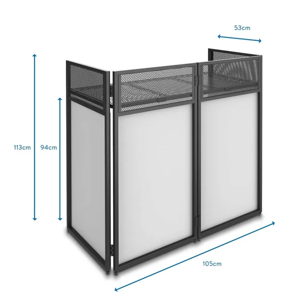 Vonyx DB4 Pro Stand DJ Repliable 4 Panneaux avec Structure, Toiles et Sacoches - 110 cm