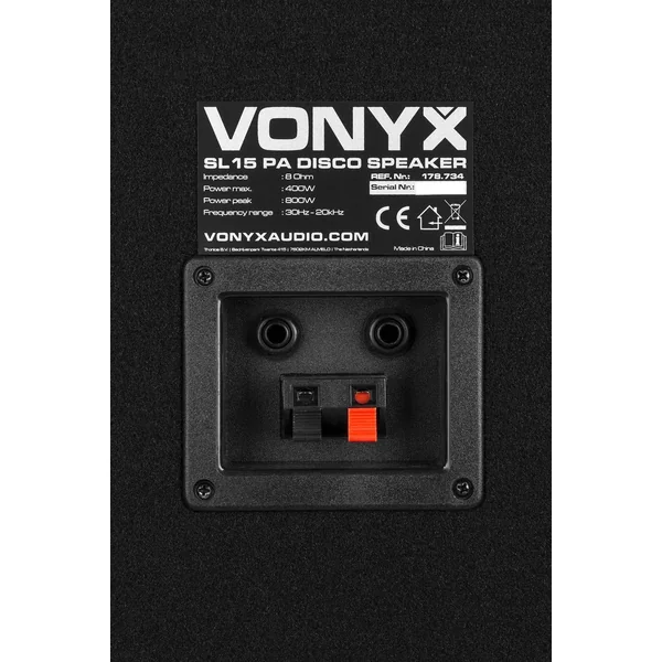 Vonyx SL15 - Enceinte Sono Passive, Puissance de 800 Watts, Woofer de 15 Pouces, Poignées Intégrées