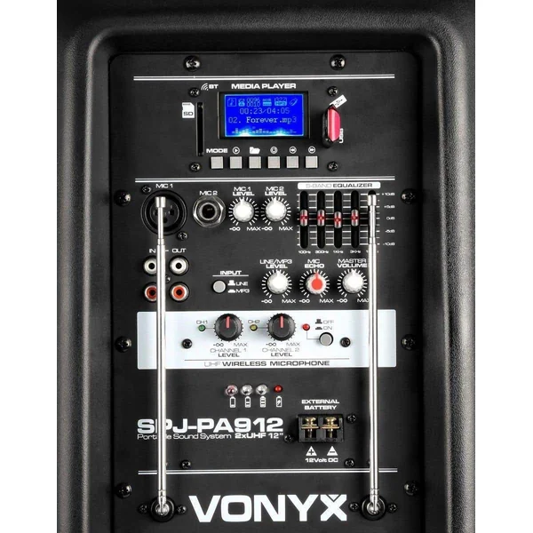 Vonyx SPJ-PA912 Enceinte Sono Portable avec Micros sans Fil - 500W