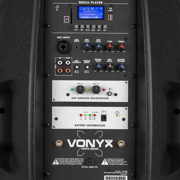Vonyx Verve46 Enceinte Sono Portable 1000W - Noir