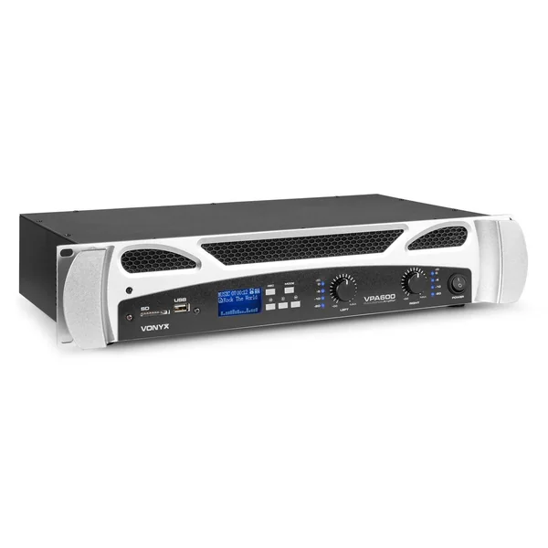 Vonyx VPA600 - Amplificateur Digital 2x 300W, Bluetooth, MP3, USB/SD, avec Télécommande