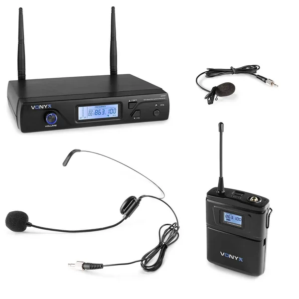 Vonyx WM61B - Microphones sans Fil UHF, 16 canaux