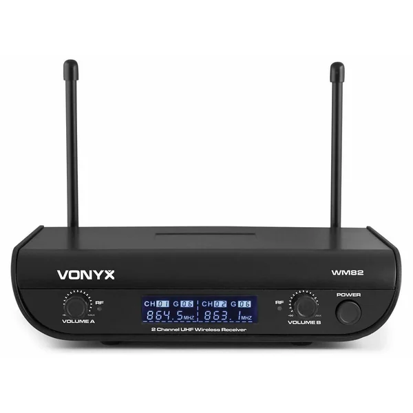Vonyx WM82 - Set de 2 Microphones sans Fil avec Émetteurs de Poche UHF, et Valise