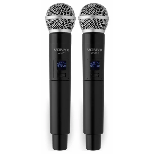 Vonyx WM82 - Set de 2 Microphones sans Fil UHF, avec Valise de Transport