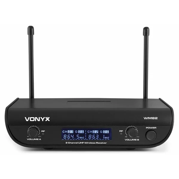Vonyx WM82 - Set de 2 Microphones sans Fil UHF, avec Valise de Transport