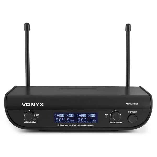 Vonyx WM82C - 1 Micro à Main et 1 un Micro Casque avec Émetteurs de Poche UHF