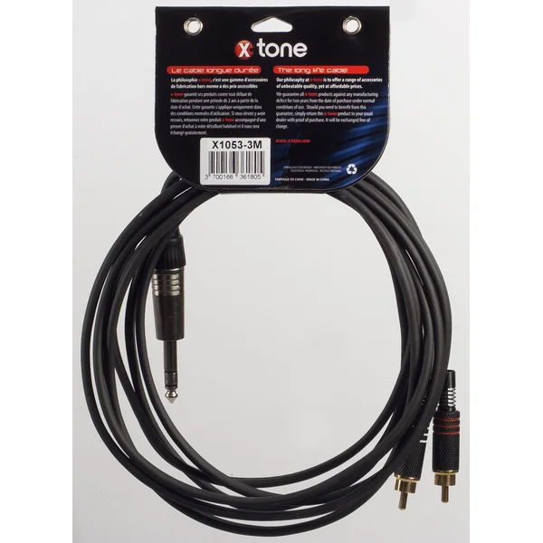 X1053-3M - Jack(M) 6,35 Stereo / 2 RCA(M)
