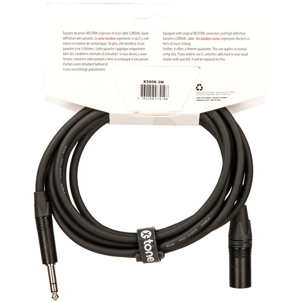 X3009-3M XLR(M) / JACK(M) 6.35 TRS Golden Series