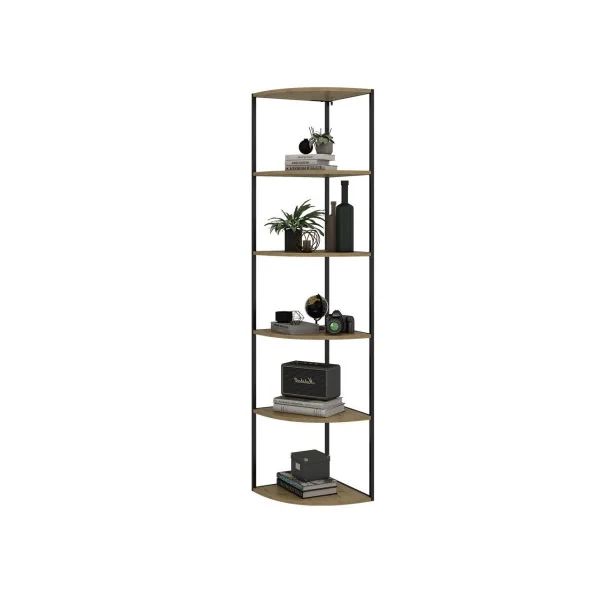 Étagère industrielle d'angle Chêne et Noir Etagère angle 6 niveaux Etagère pour plantes