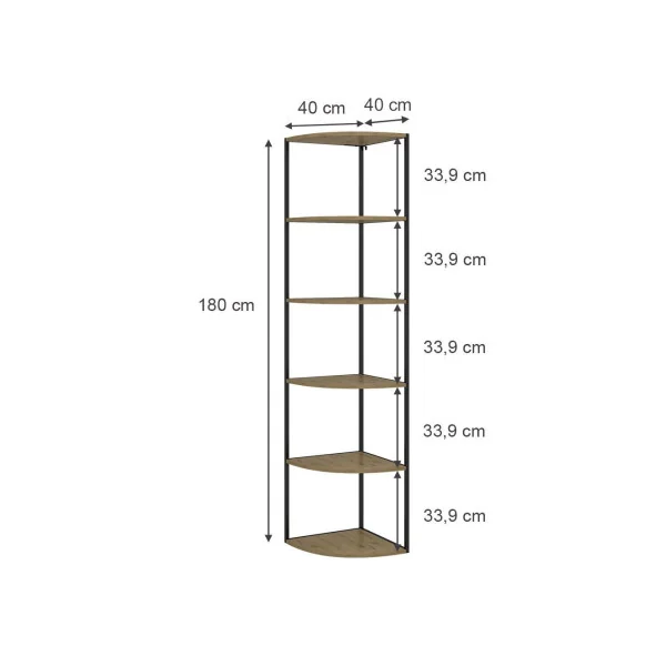 Étagère industrielle d'angle Chêne et Noir Etagère angle 6 niveaux Etagère pour plantes