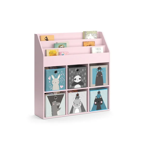 Étagère livres Montessori Rose 6 compartiments de rangement meuble enfant rangement jouet et livres