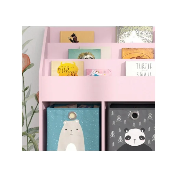 Étagère livres Montessori Rose GM bibliothèque enfant 3 niveaux 4 compartiments
