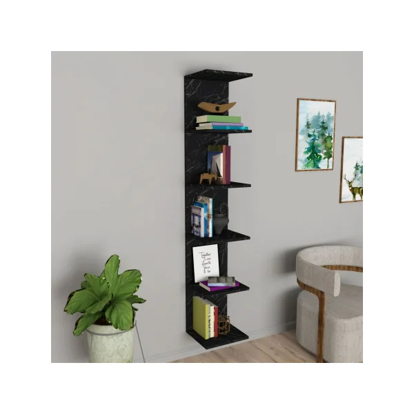Étagère murale marbré noir 6 niveaux Etagère noire Etagère rangement