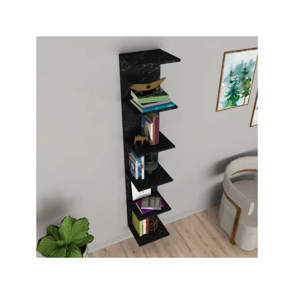Étagère murale marbré noir 6 niveaux Etagère noire Etagère rangement