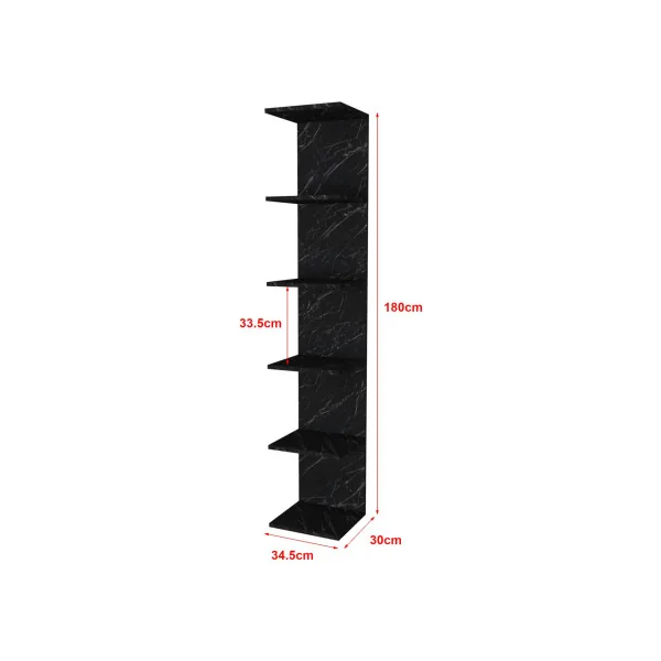 Étagère murale marbré noir 6 niveaux Etagère noire Etagère rangement