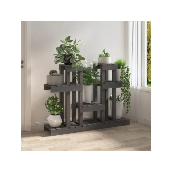 Étagère plantes Grise 4 Niveaux Support plantes Support pots de fleurs Etagère pot de fleur